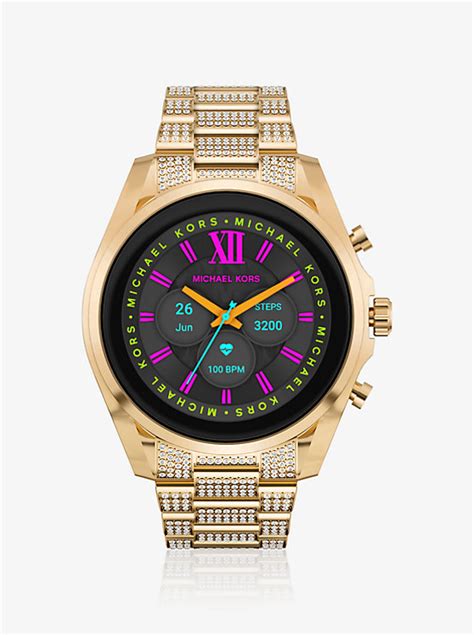 michael kors gen 6 bradshaw pavé gold-tone smartwatch